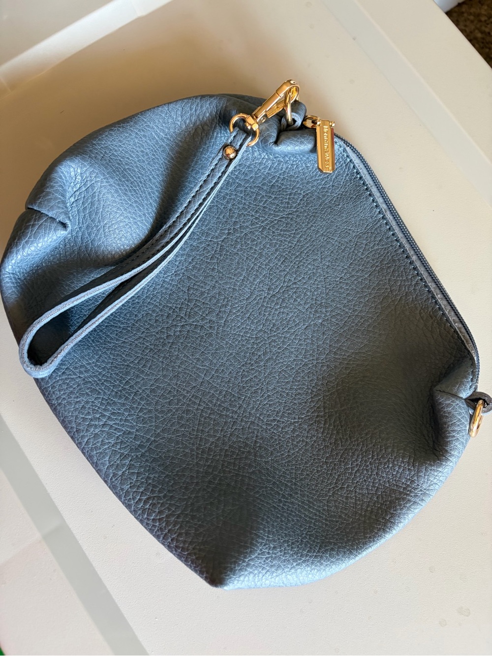 Montana West Blue Wristlet Clutch Purse Gold Hardware Zip Pouch Western